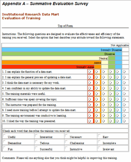 Screenshot of assessment instrument