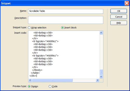 snippet properties